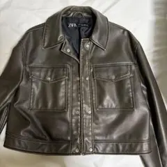 ZARA フェイクレザー ジャケット ヴィンテージ加工 M