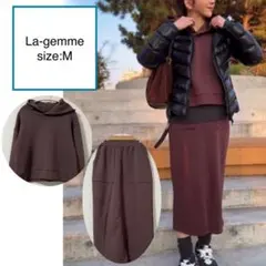 La-gemme ダンボール セットアップ スカート ボルドー M