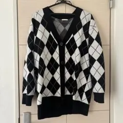 GU アーガイル柄 カーディガン