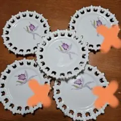 昭和レトロ　花柄の皿 5枚セット (2枚セット可能)