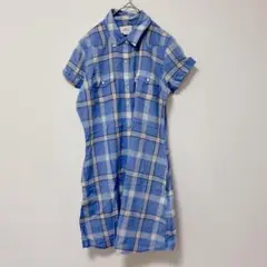 リーバイス【S】シャツワンピース/チェック柄 半袖 大人可愛い 爽やか ポケット