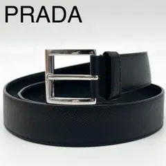 美品　PRADA プラダ キャンバス×レザー　ガチャ ベルト　ブラック 中古・古着通販】PRADA (プラダ) ロゴガチャベルト ブラック｜ブランド