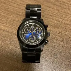 稼働品 スイスミリタリー ハノワ デイト ブルー文字盤 メンズ 腕時計 