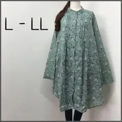 G26☆L−LL相当☆花柄Aライン シャツ ワンピース チュニック＊羽織り