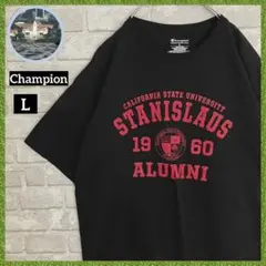 Champion 刺繍目玉 スタニスラウス カレッジ チャンピオン tシャツ 黒