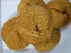 高品質モヘア　モヘア毛糸 からし色 5玉セット 極細 引き揃え糸 手芸 編み物