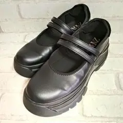 美品❣️ ZARA ザラ ブラック 黒 39 25cm バレエ フラット 厚底