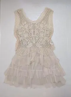 新品 タグ付き SNIDEL フリル レースノースリーブワンピース