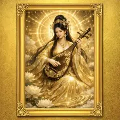 金奏天女瑞輪 弁財天様 弁才天様 金運アップ 宝くじ高額当選 開運絵画 額縁なしのサムネイル