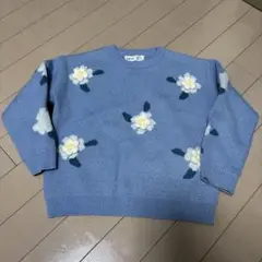 シーイン　水色　お花　セーター　5y