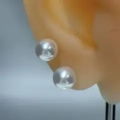 535 パールピアス　あこや真珠　7.5+7.7mm