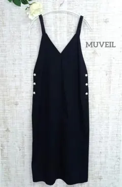 ☆極美品 MUVEIL パールボタン ジャンパースカート ロゴプレート付き 38のサムネイル