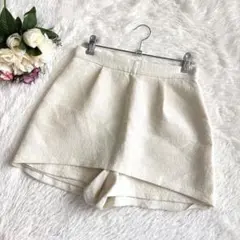 ジルスチュアート（0）キュロット ショートパンツ ジャガード 総柄 白 日本製