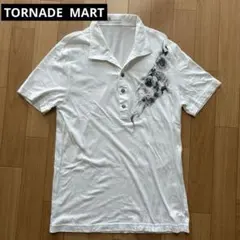 TORNADE MART トルネードマート　ポロシャツ 薔薇プリント　白　Ｍのサムネイル