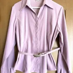 ♦︎シワになりにくい♦︎くすみ系　長袖シャツ ブラウス　ジャケット　ベルト付きLL