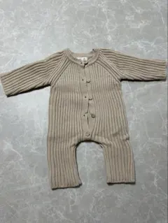 the.lala ベージュ リブ編みロンパース XS