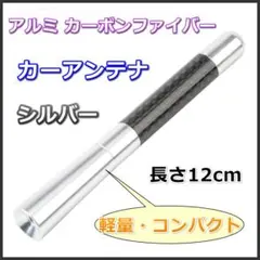 ショート カーアンテナ アルミ カーボン調 シルバー 12cm ラジオ 汎用のサムネイル