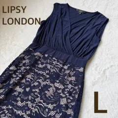 R*u様 LIPSY LONDONノースリーブ ワンピース ネイビー L レースのサムネイル