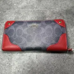 コーチ 長財布 シグネチャー レッドスタッズ ラウンドファスナー COACH