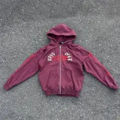【XLARGE】ジップパーカー ワインレッド 刺繍ロゴ