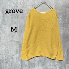 美品　grove オレンジVネックニットセーター長袖　　 レディース秋冬M