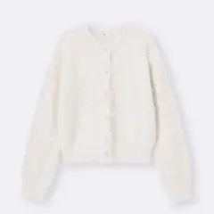 GU シャイニークルーネックカーディガン　アイボリー