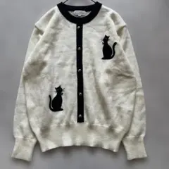 FITROLL ニットセーター 猫刺繍 アイボリー