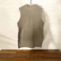 H &M ケーブルニット　ロングベスト ベージュ