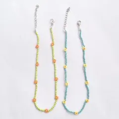 ビーズ　ネックレス　2本セット　花