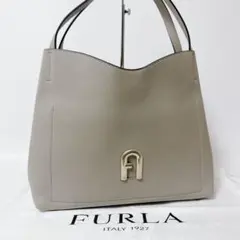 【人気商品】FURLA プリムラ　ホーボー　グレー　ロゴ金具　トートバッグ