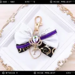 推し活❤︎ 衣装風♪ メンカラリボンチャーム 紫 ★ハンドメイド