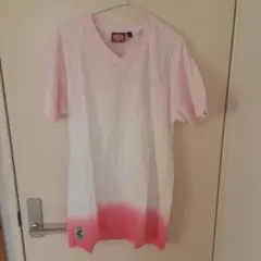 GOTCHA ピンク/ホワイト Vネック Tシャツ L