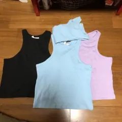 タンクトップ 4枚セット 黒 水色 薄紫