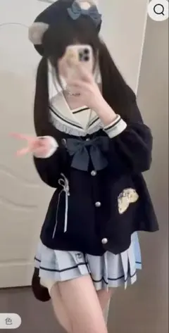 新品╰(*´︶`*)╯♡Lサイズ セーラー服上下 ネイビーと水色 コスプレ制服