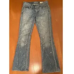 GAP 1969 デニムパンツ ローライズ ブーツカット ダメージ ペイント加工