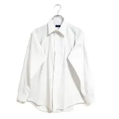 長袖 ワイシャツ 白 薄手 L ストライプ ビジネス 爽やか カジュアル 春秋