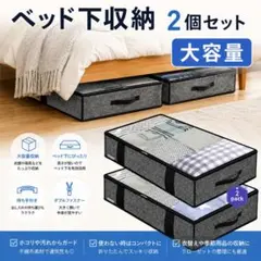 2枚セット ベッド下収納 ケース 収納ボックス フタ付き 大容量 薄型 スリム