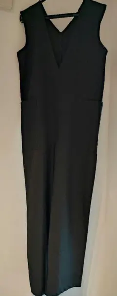 ブラック Vネック ロングオールインワン