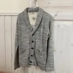 ジェムボニー　グレー カーディガン メンズ　M ショールカラー　春　秋　綿混