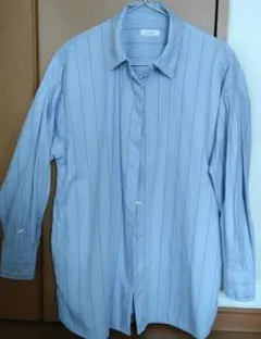 LOWRYS FARM 水色ストライプ長袖シャツ F