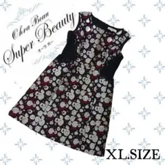 a40〚Super Beauty〛 ノースリーブ 花柄 ワンピース XL寸のサムネイル