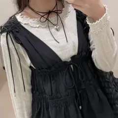 サマンサモスモス 前後2WAYシャーリングリボンベスト(ブラック)