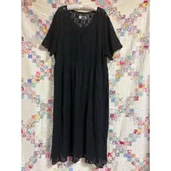 US vintage 総レース　ブラック　ワンピース　70s 80s 古着