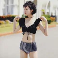 3点セット フリルカラー ドロストスイムウェア 水着