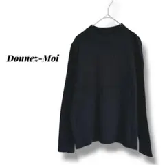 セーター　長袖　ケーブルニット　しっかり生地　カジュアル　ブラック　洗える　M