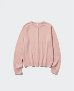 UNIQLO カットクルーネックカーディガン　ピンク　Lサイズ