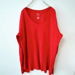 US古着SONOMA 　VネックTシャツ赤【L】ビッグシルエット　コットン100