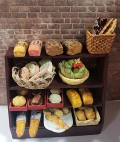 ミニチュアパン　パン屋さん　 ディスプレイセット　棚付き♡