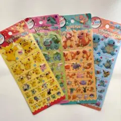 【韓国限定 】ポケモン ぷっくりシール 4枚セット ぷくぷくシール 5サイズ