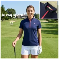 le coq sportif ネイビー 半袖 ハイネック トレーニングシャツ М